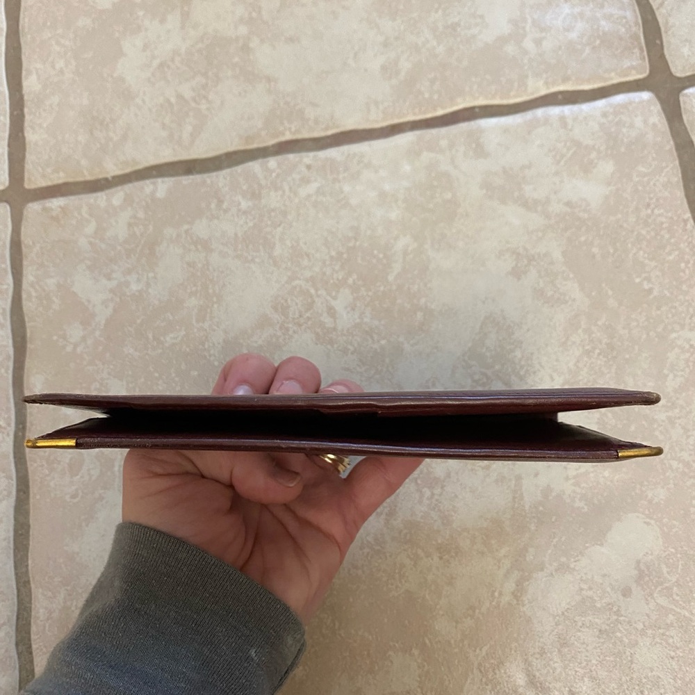 Vintage Cartier Check Organizer Bi-Fold Wallet, Burgundy Leather - Picture 6 of 14